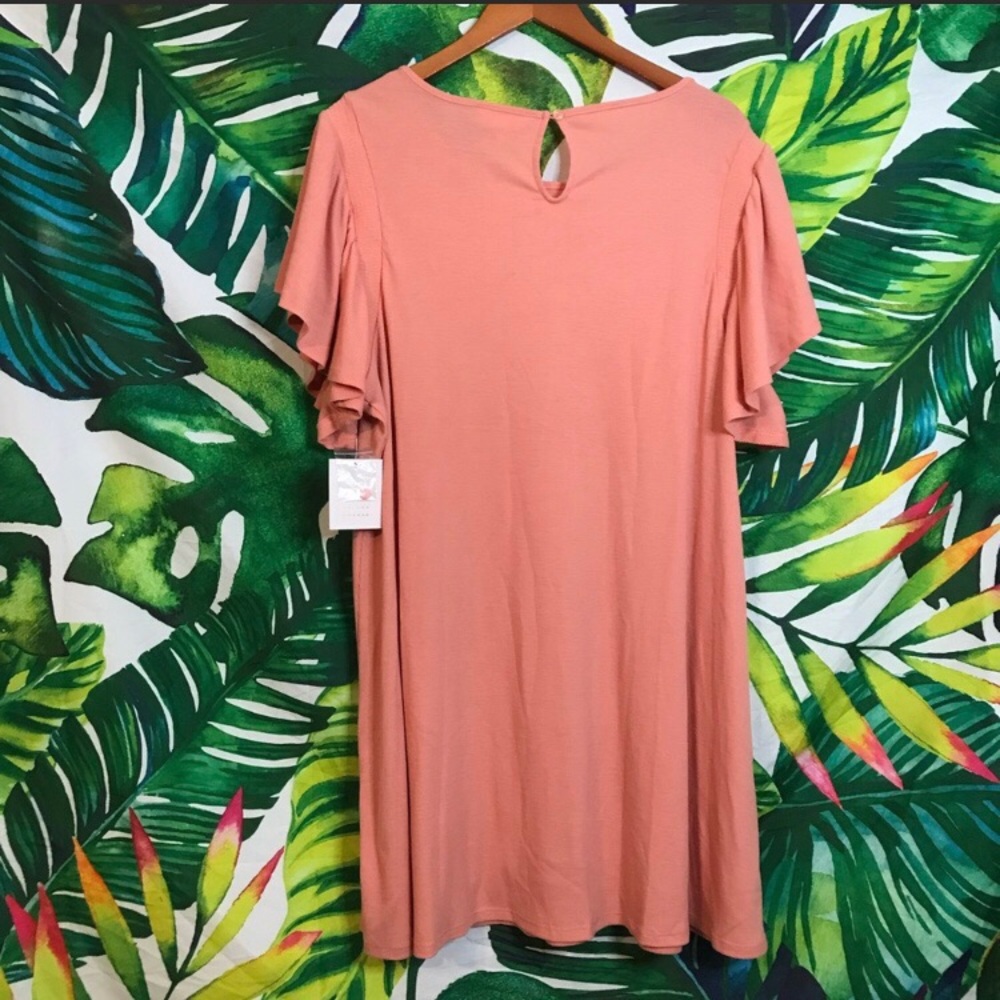 $50 LC Lauren Conrad XL Pink Penelope Peach Ribbed Flutter Sleeve Spring Dress